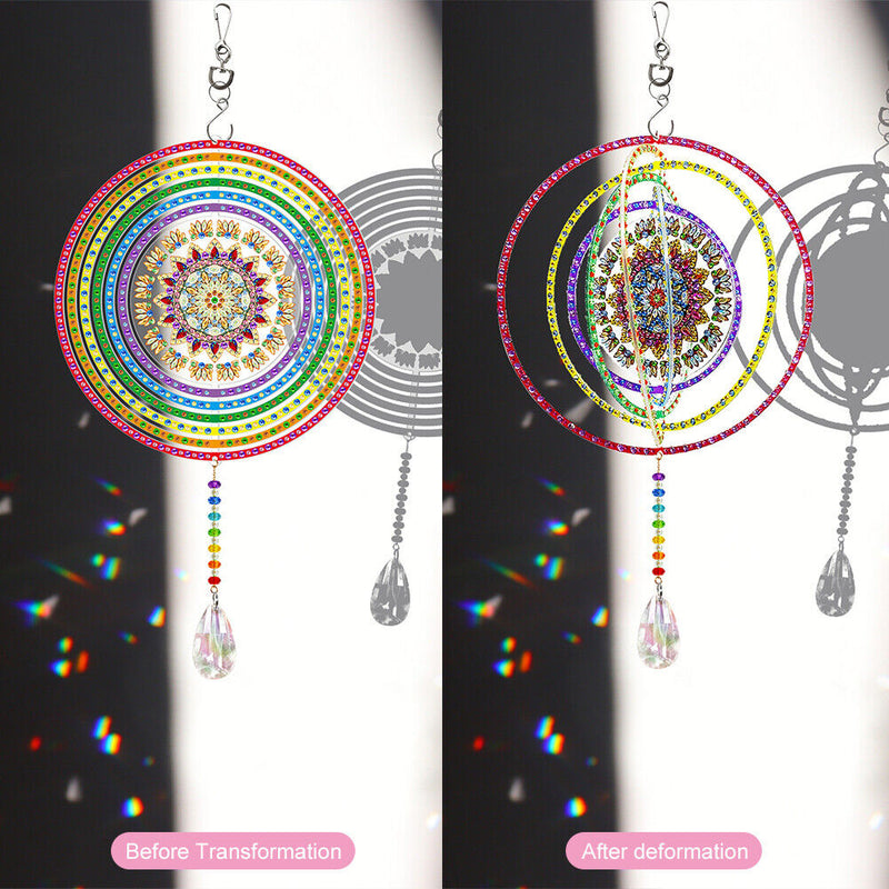 DIY Diamond Painting Double-sided Hanging Rotatable Wind Chime (GSP202) Newly