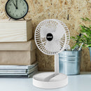 Touch Folding Fan Telescopic Mini Summer Student Desktop Table Fan (White)