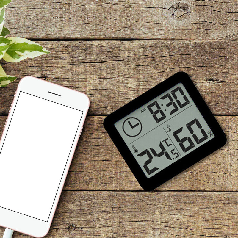 Digital Thermometer Hygrometer Dry Meter Electronic Indoor 3.2inch (Black)