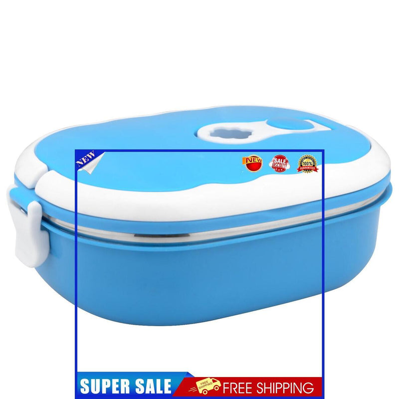 Rectangle Lunch Box Thermal Leak-Proof Heat Insulation Anti-Scald (Blue)