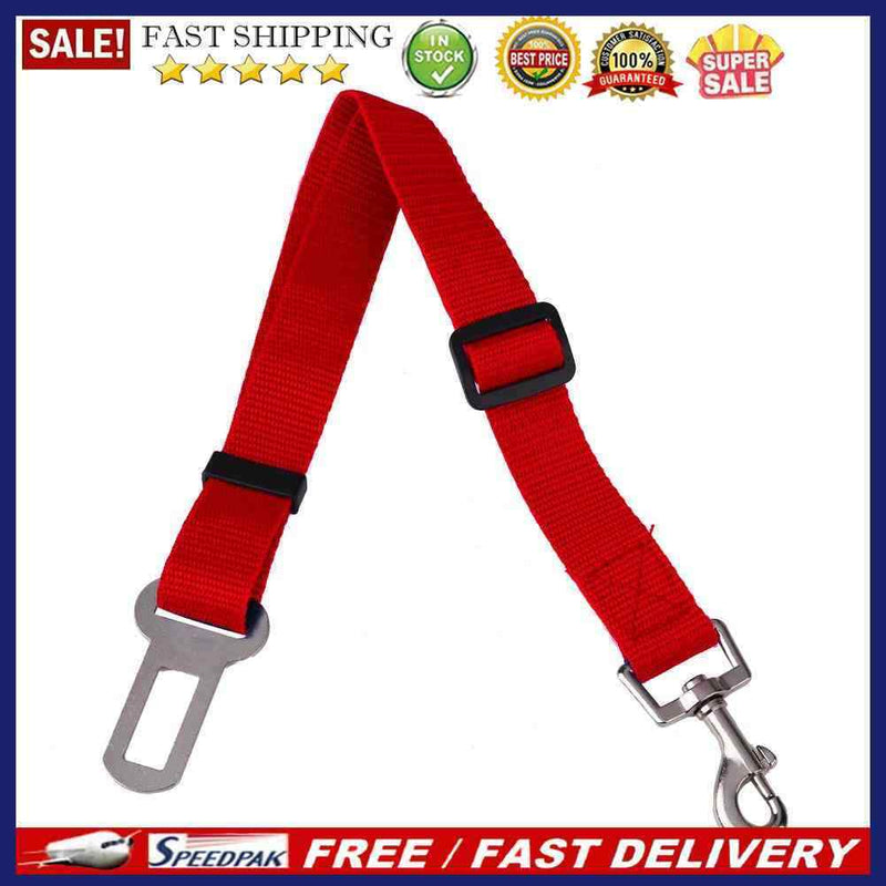 Adjustable Dogs Car Seat Belt Harness Pets Safe Seat Traction Rope (Red)