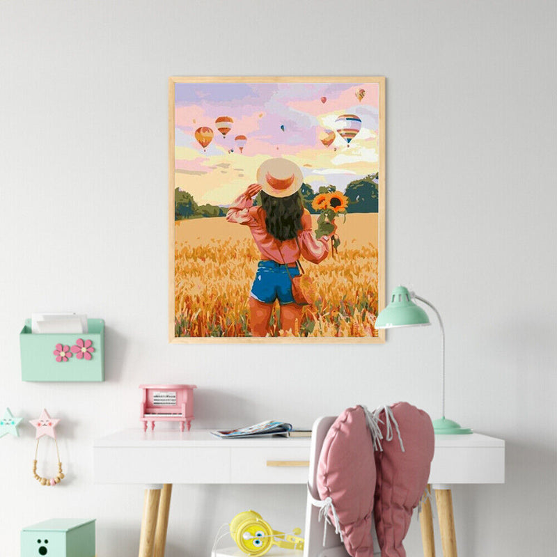 Rice Field Girl Oil Paint By Numbers Kit DIY Drawing Picture for Adults Home Art
