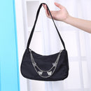 Fashion Women Pure Color Butterfly Chain Underarm Bag Hobos Handbag (Black)