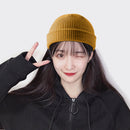 Unisex Winter Warm Knitted Beanie Windproof Brimless Round Caps (Yellow)