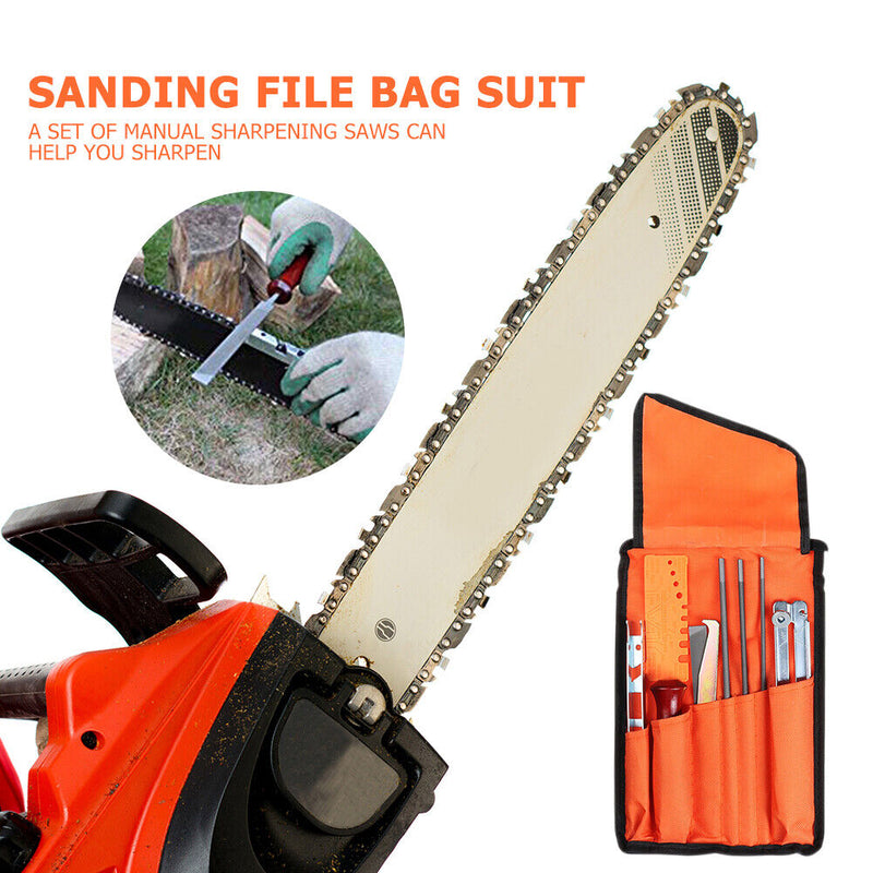 10pcs Chainsaw Chain Sharpening Tool Kit Round Flat File Guide Bar File Sharpner