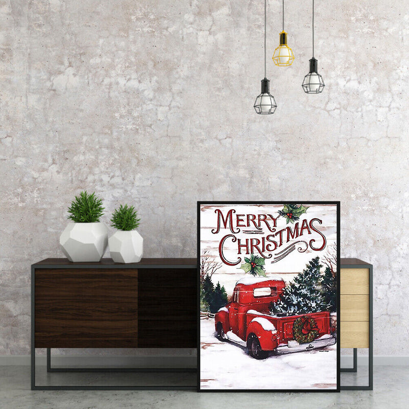 Christmas Car Drawing Frameless DIY Oil Paint by Numbers Canvas Home Decor