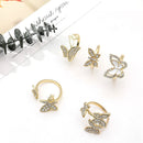 1set Korean Rhinestone Butterfly Ring Simple Lady Opening Finger Rings Jewe