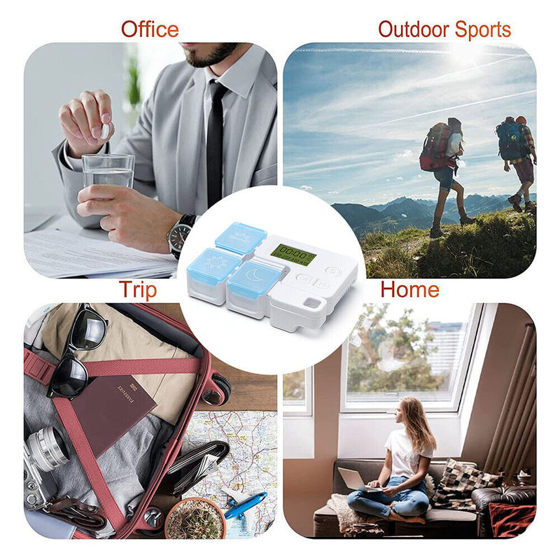 #A Timing Pill Box 3 Grids Intelligent Tablet Container Medicine Dispenser Holde