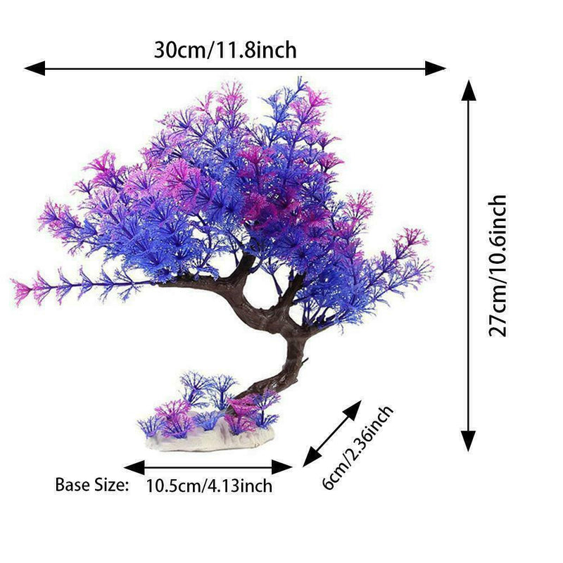 Aquarium Large Artificial Ornament Fish Tank Pink Tree Grass Plastic Plant R0H5