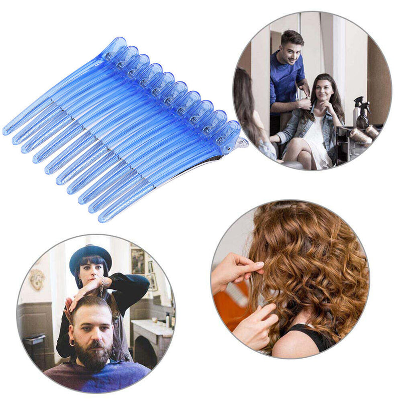 10pcs Hair Care Clip Stainless Steel Hairdressing Sectioning Clamp (Blue) Newly