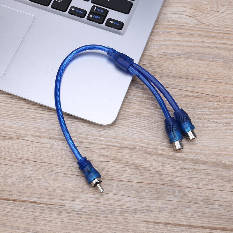 1pc 30cm 2 RCA Female to 1 RCA Male Splitter Cable for Car Audio System Newly