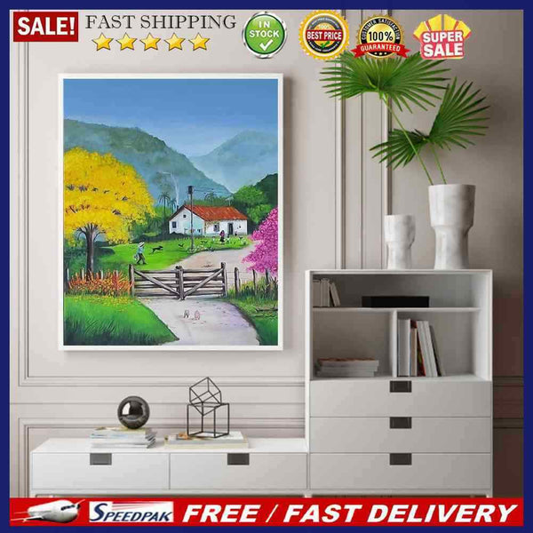 Paint By Numbers DIY Mountain Hut Hand Painted Canvas Picture Home Wall Decor