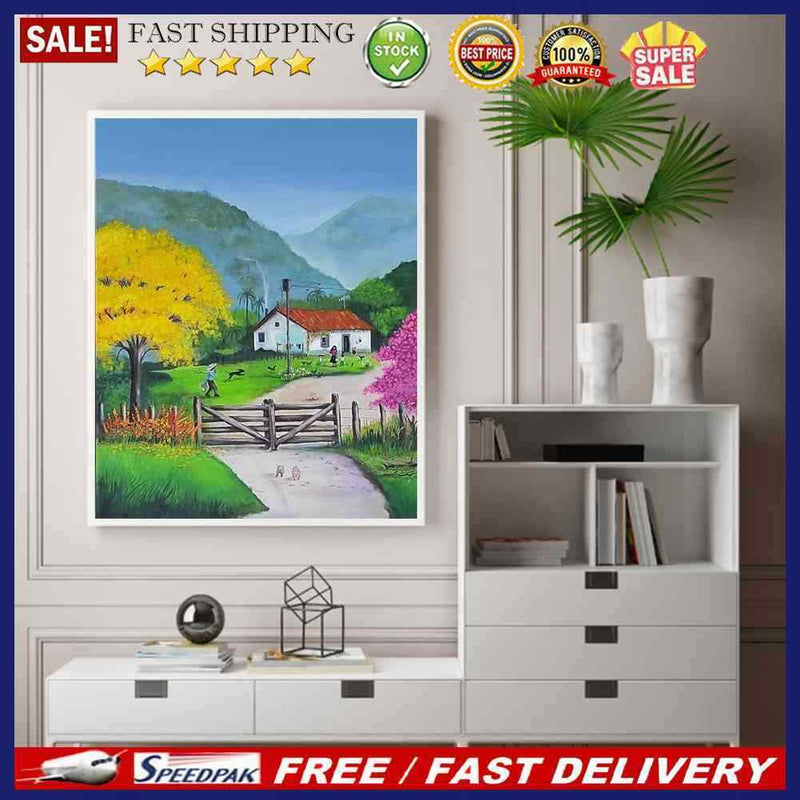 Paint By Numbers DIY Mountain Hut Hand Painted Canvas Picture Home Wall Decor