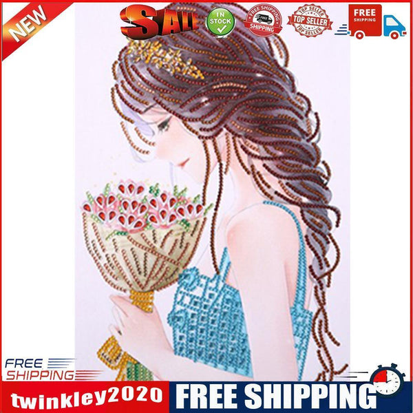 Special-shaped Diamond Painting Flower Girl DIY Mosaic Kit for Bead Art