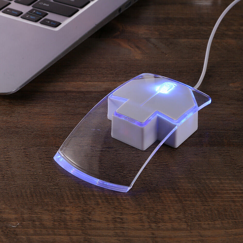USB 2.0 Wired Optical LED Light-up Transparent Colour Mouse