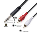 2 RCA to 1/4 6.35mm TRS Stereo Y Splitter Audio Cable Male to Male 1.5m/4.9ft