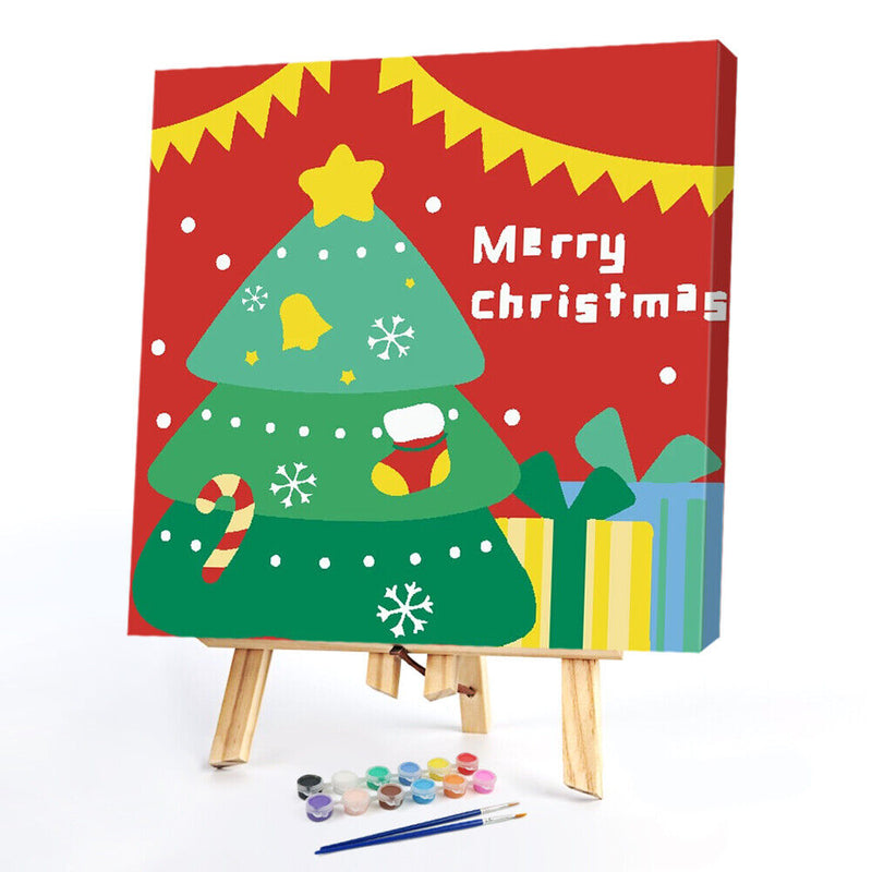 Digital Painting Frameless Cartoons Christmas DIY Painted By Numbers on Canvas