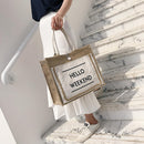 Women Linen Tote Shoulder Bags Fashion Lady Print Daily Handbag Fresh Beach Bag