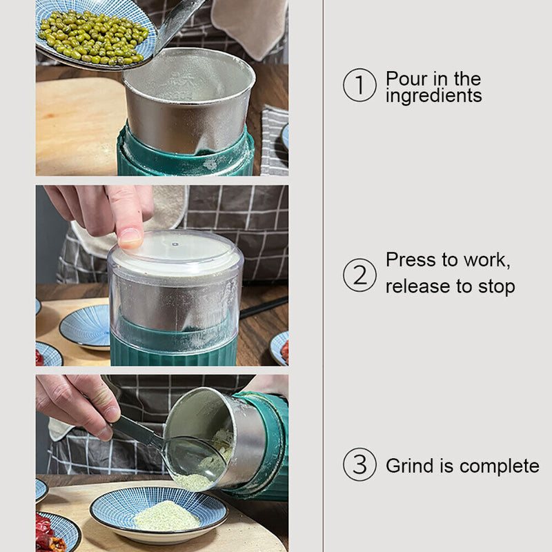Electric Multigrain Coffee Bean Grinder Nut Spice Grinding Machine (Green)