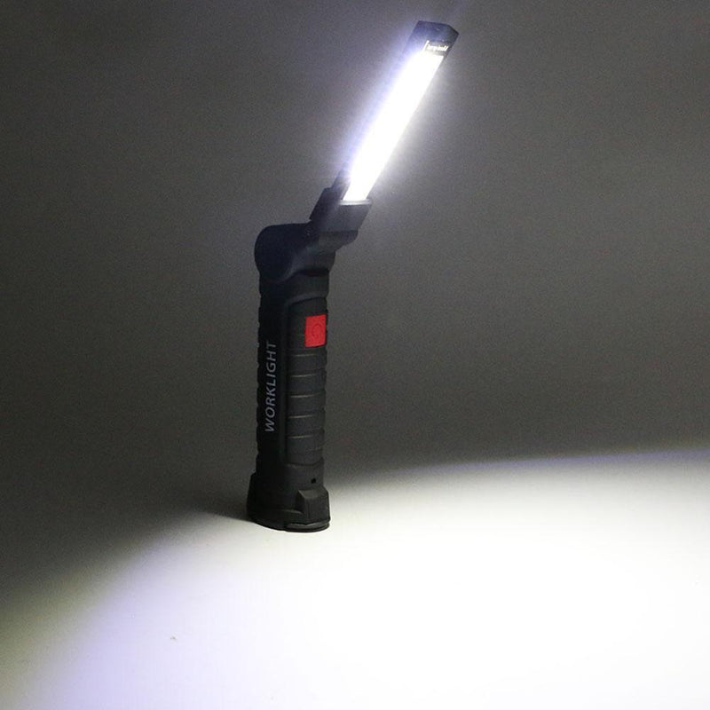COB LED Flashlight Rechargeable Work Camping Torch Folding Night Light (L)