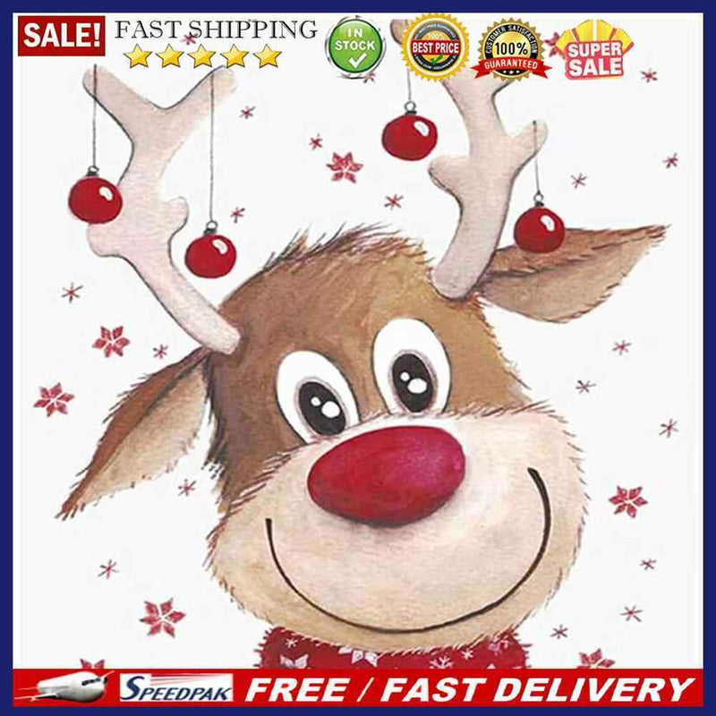 20X20cm Oil Paint By Numbers Christmas Elk Frameless Picture Crafts Home De