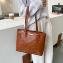 Women Handbag Large Capacity Shoulder Bag Lady Retro PU Leather Shopping Totes