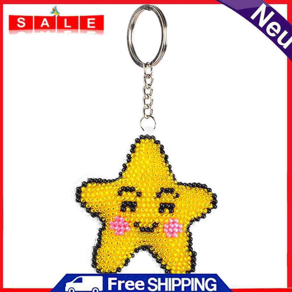 Stamped Needlework Key Chain Bead Embroidery Craft Pendant Kids Hanging Toys