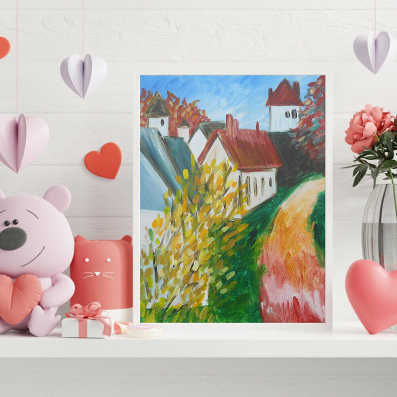 Hand Painted Oil Paint by Numbers DIY Country Path Drawing Wall Decoration Gift