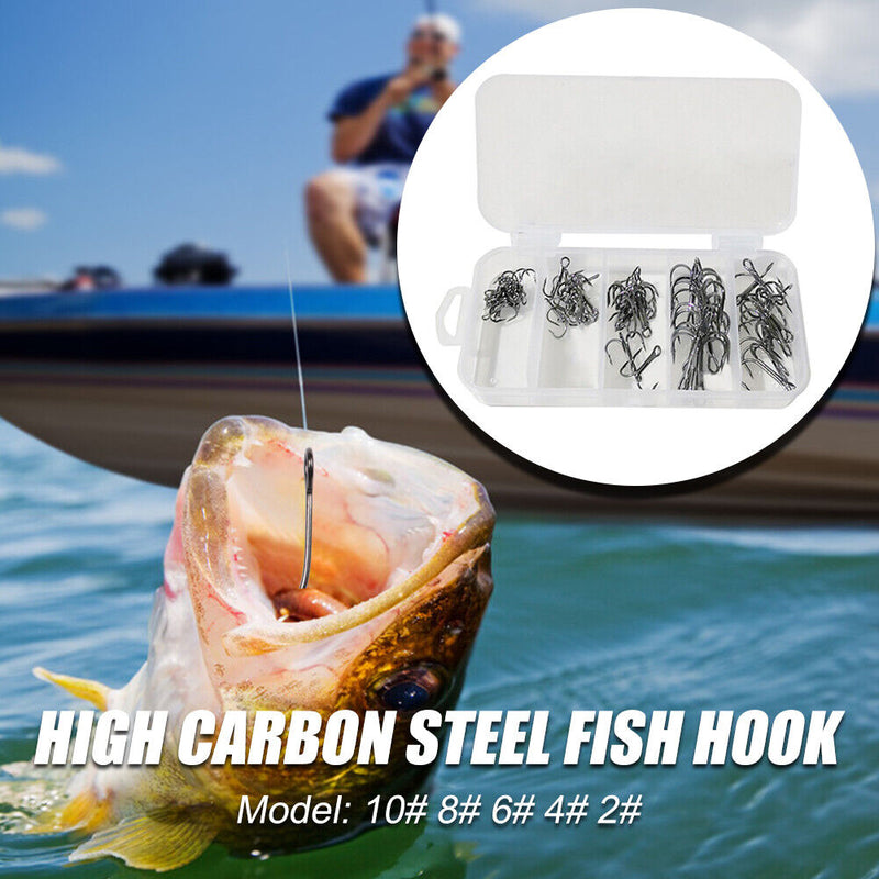 50pcs High Carbon Steel Barbed 3-Claw Fishing Hooks Set Lure Triple Fishhoo