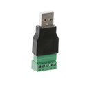 USB 2.0 Type A  to 5P Screw Shield Terminal Plug Male/Female Connector