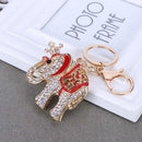 Crystal Rhinestone Elephant Key Chains Women Bag Car Pendant Keyring(Red)
