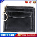 Fashion Women PU Pure Color Card Organizer Small Coin Purse Wallet (Black)