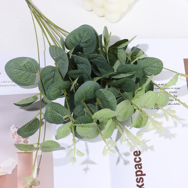 Eucalyptus Stems Floral Arrangement Lifelike Greenery Leaves Faux Plants