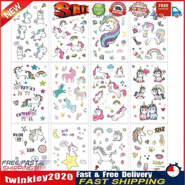 12pcs Cartoon Horse Waterproof Temporary Tattoo Stickers Children Body Art Newly