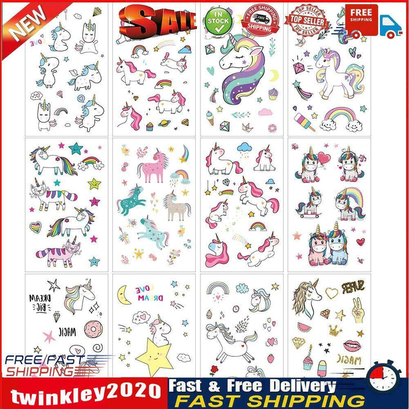 12pcs Cartoon Horse Waterproof Temporary Tattoo Stickers Children Body Art Newly