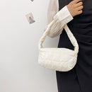 Women Pleated Cotton Soft Shoulder Bag Underarm Bag Female Luxury Clutch Bag