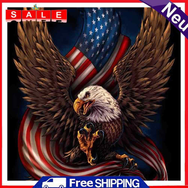 Handpainted DIY Eagle Flag Oil Paint by Numbers Pictures Artwork Craft Kit Gifts