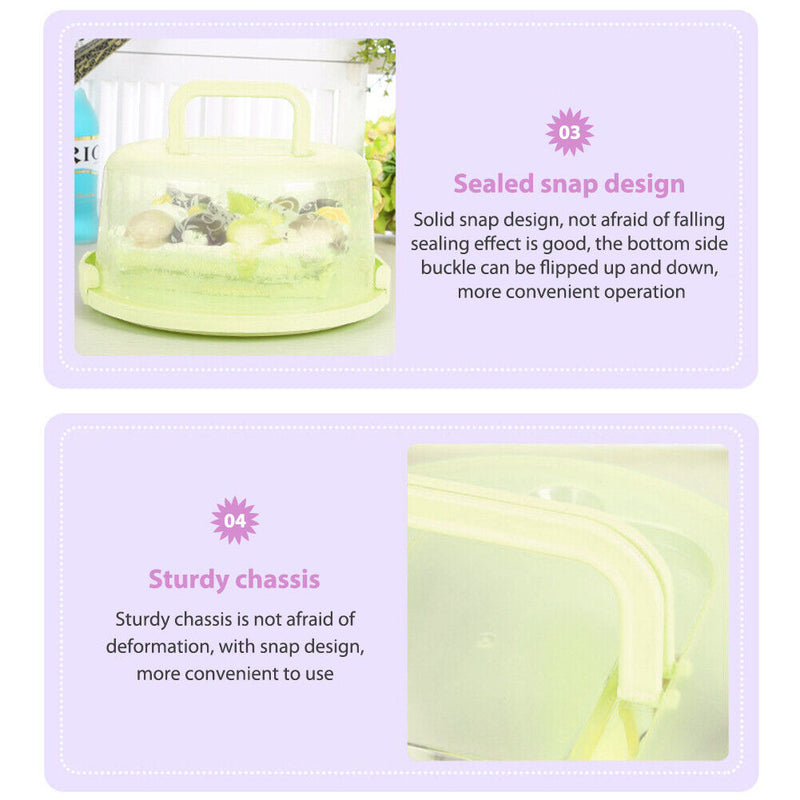 10 inch Round Portable Cake Box Fresh-keeping Case Birthday Decor (Green) Newly