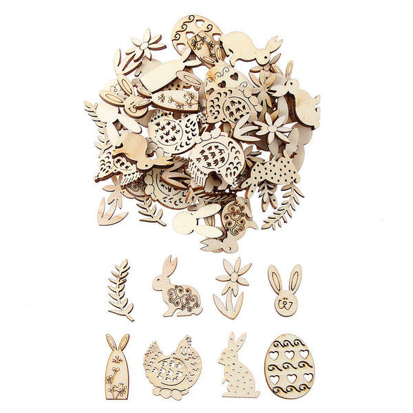 Wooden DIY Craft Wood Slice Easter Rabbit Wood Chips Easter Decorations
