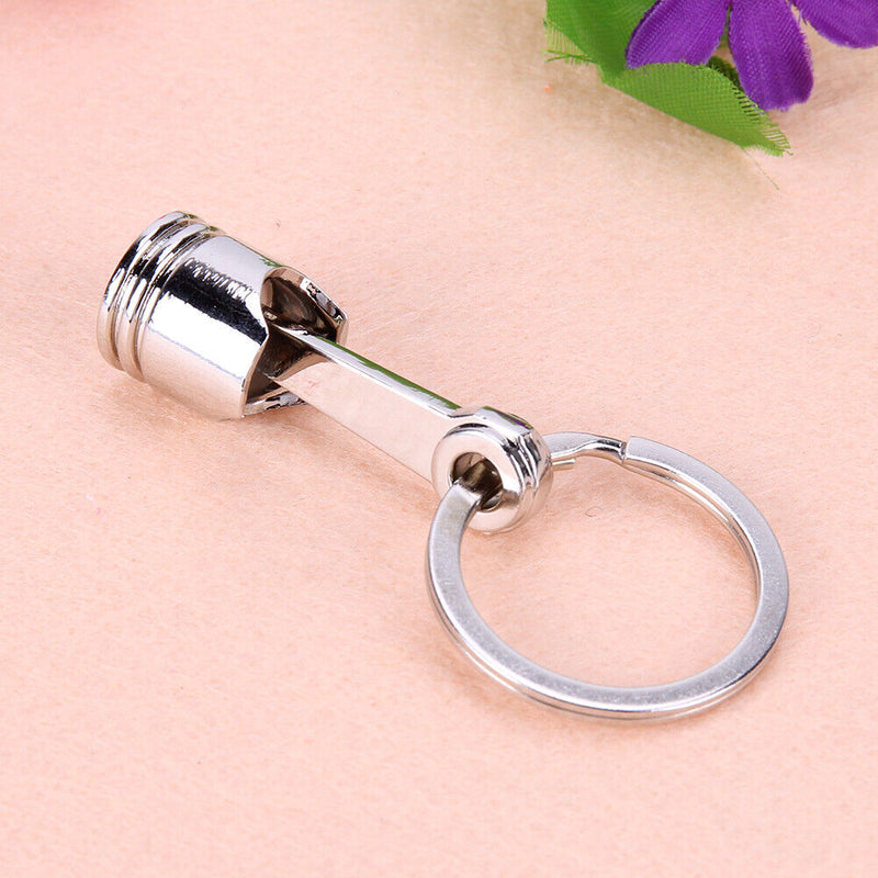 Car Engine Silvery Keychain Piston Key Ring Alloy Keychain Key Ring for Car