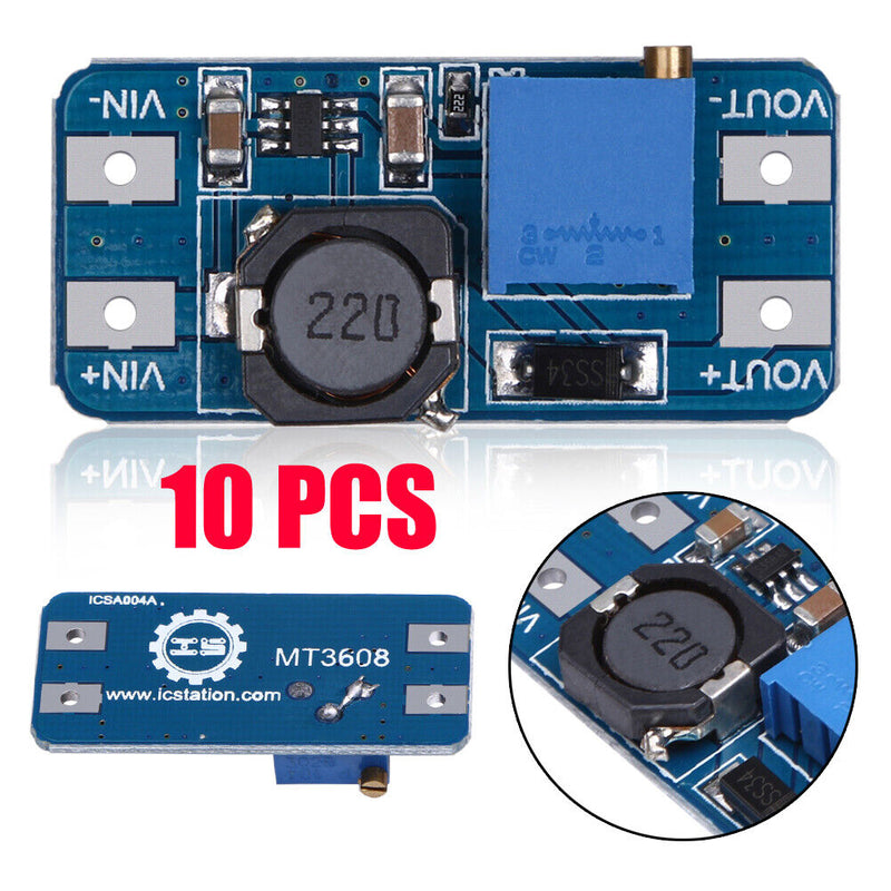 10Pcs MT3608 2A DC-DC Step Up Power Apply Booster Power Module for Arduino