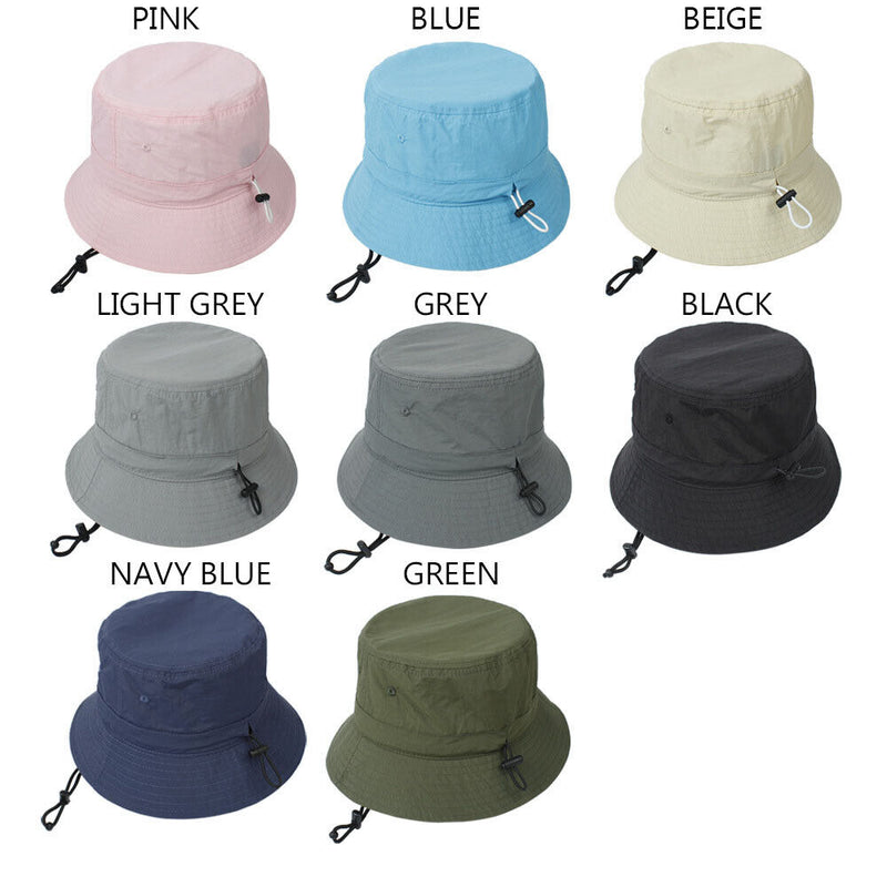With Windproof Rope Foldable Anti-UV Bucket Hat Beach Cap Sun Hat Fisherman Cap