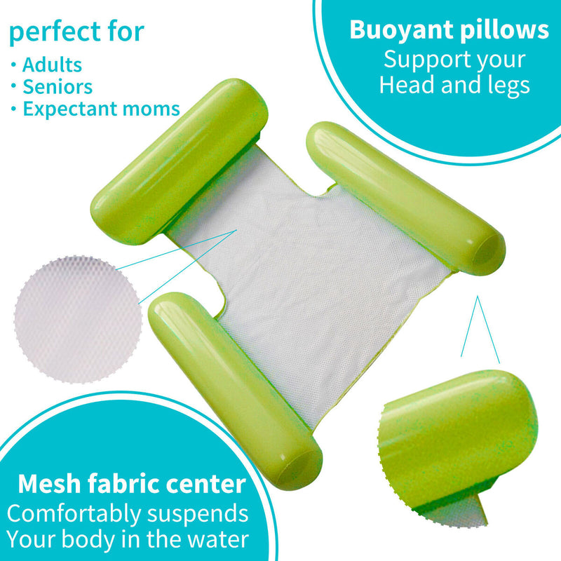 Water Inflatable Floating Net Chair/Swimming Pipes Net Pocket (Grass Green)