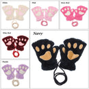 Fashion Winter Warm Plush Fluffy Cat Paw Mittens Children Gloves Fingerless