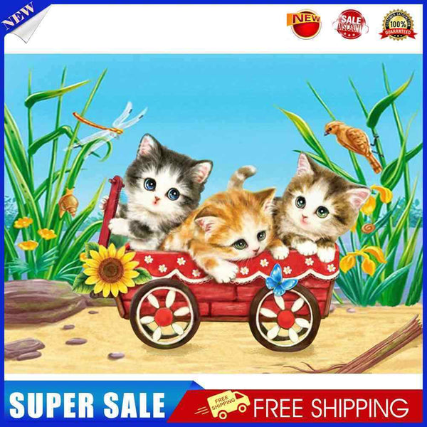 #A 5D Diamond Painting Kittens Full Round Rhinestone DIY Wall Home Decoration Gi