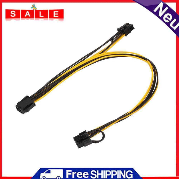 PCI-E 6-Pin Female to Dual 8-Pin (6+2-Pin) Male Graphics Card Power Cable