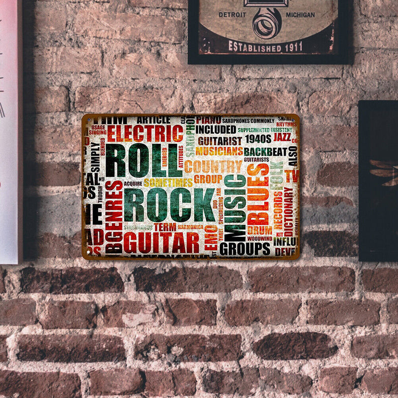 Roll Rock Metal Plate Tin Plaque Bar Pub Wall Art Sign Home Decoration