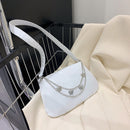 Ladies Nylon Shoulder Bag Solid Color Butterfly Chain Purse Handbag (White)