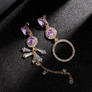 Asymmetrical  Purple Crystal Dangle Earrings Drops Earrings Ear Stud Rhinestone