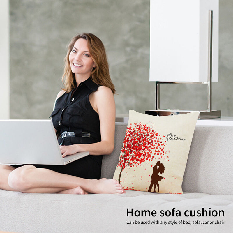 Pillow Covers - 4-Piece Linen Holiday Anniversary Wedding Cushion Pillow Case
